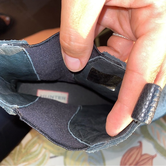 Black & White Hunter Wedge Heel Platform Crackle Rain Boots uk6 rare - Picture 5 of 8